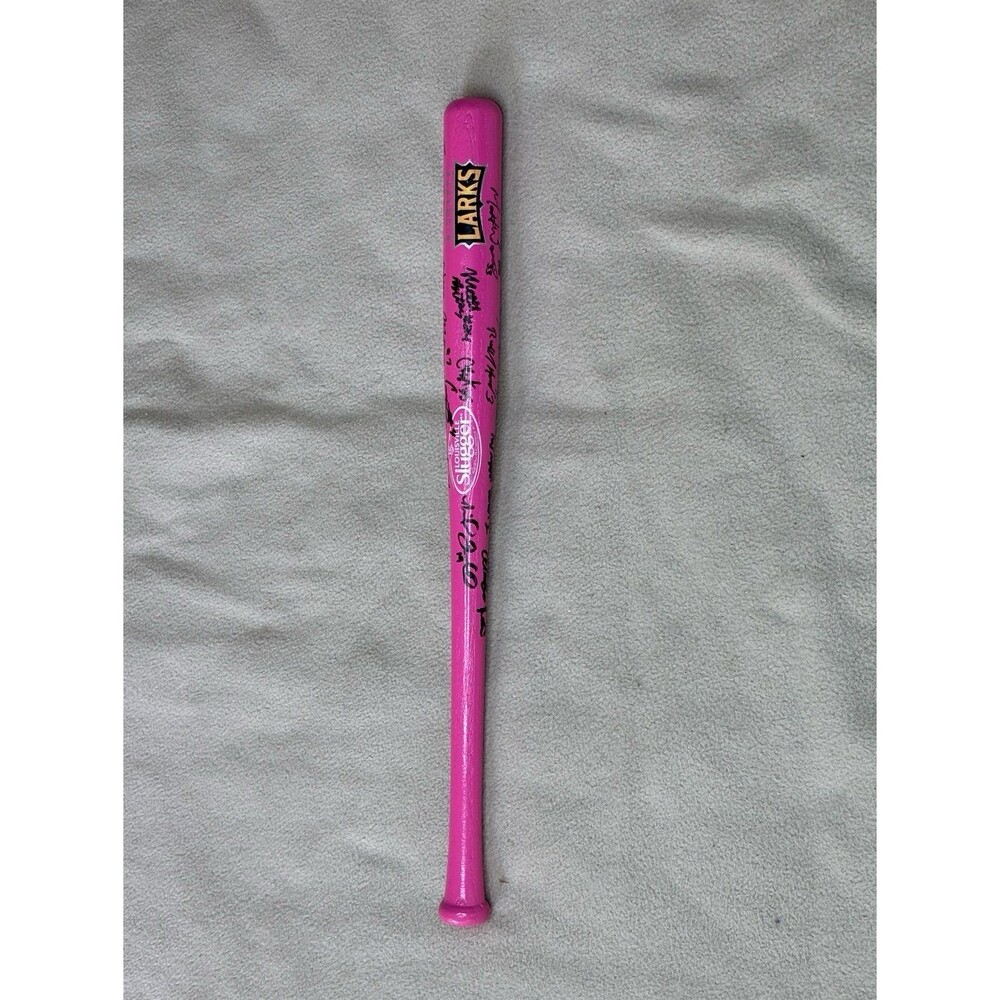 Bismarck Larks Minor League Baseball Autographed Pink Mini Bat